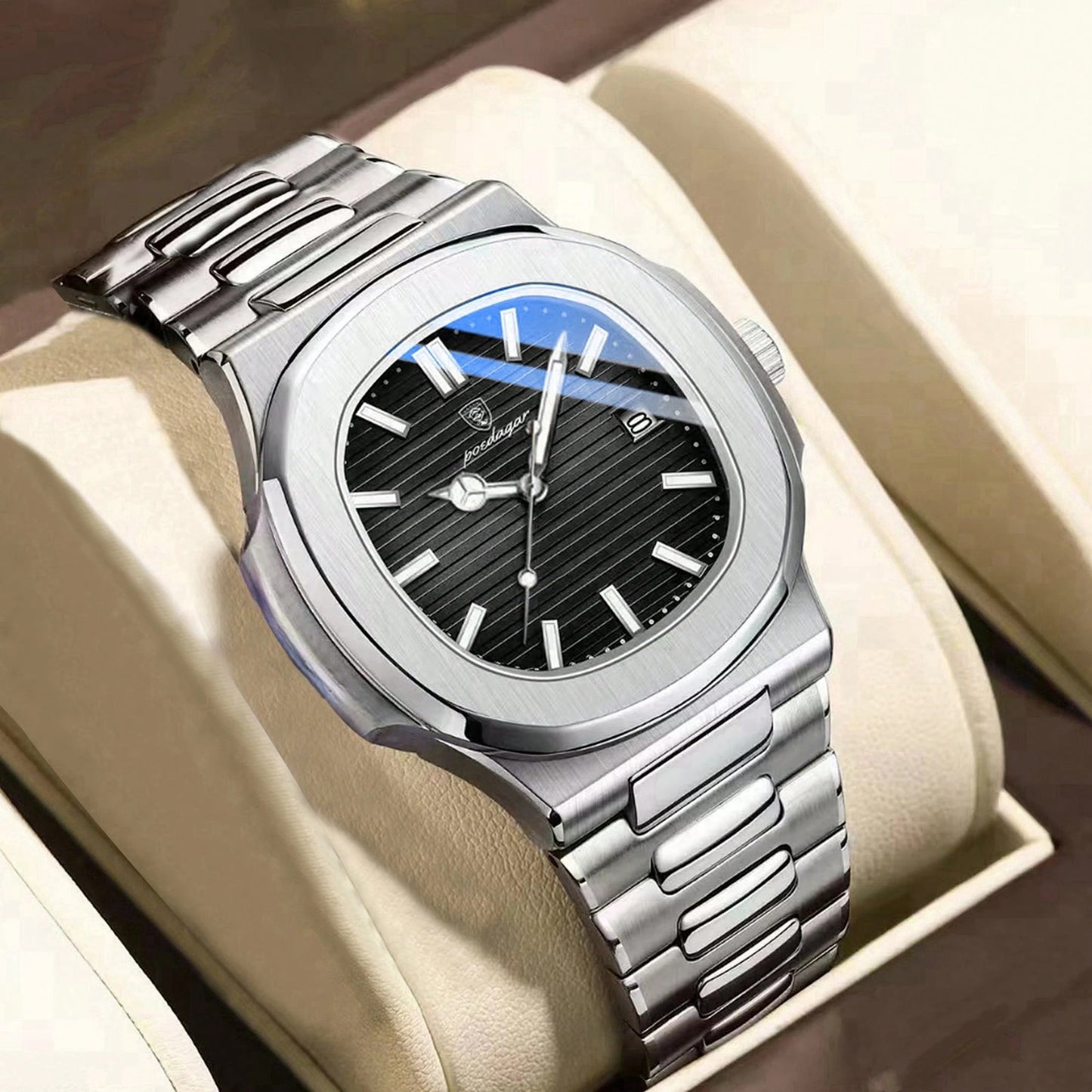 Luxuriöse Herren-Quadrantuhr aus 316L Edelstahl