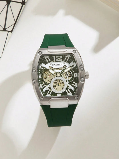Automatische Herren-Skelettuhr mit Silikonarmband