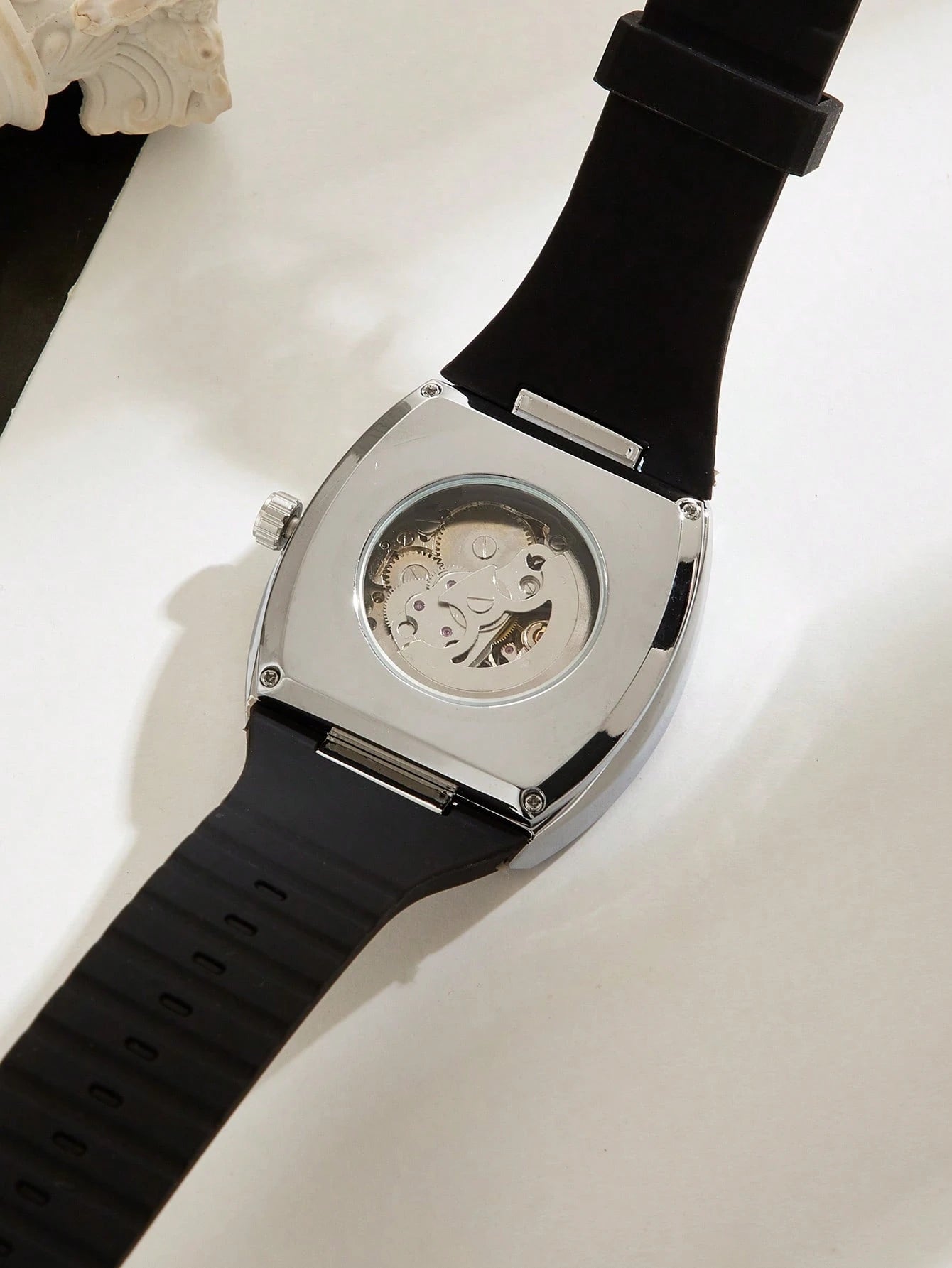 Automatische Herren-Skelettuhr mit Silikonarmband