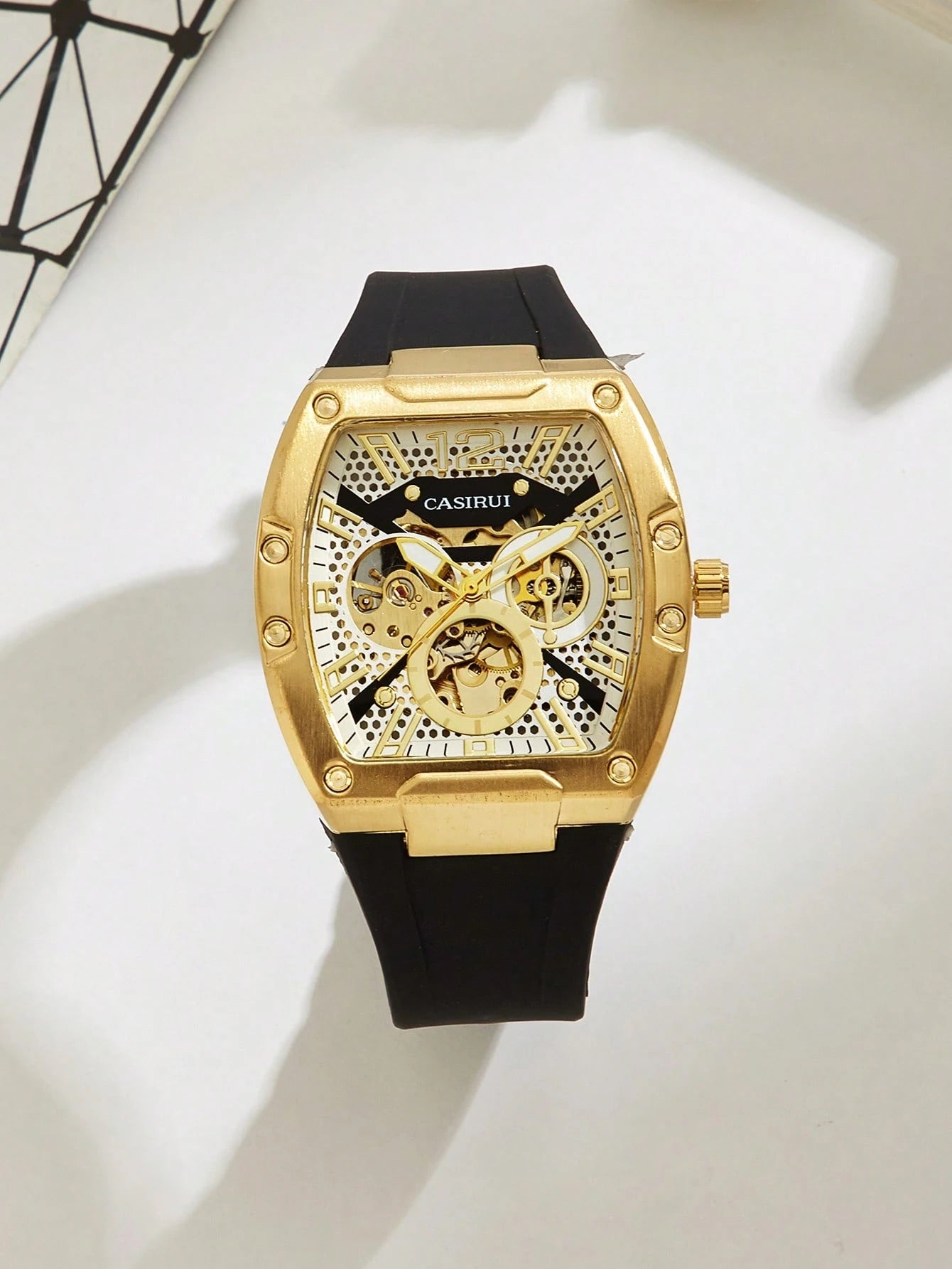 Automatische Herren-Skelettuhr mit Silikonarmband