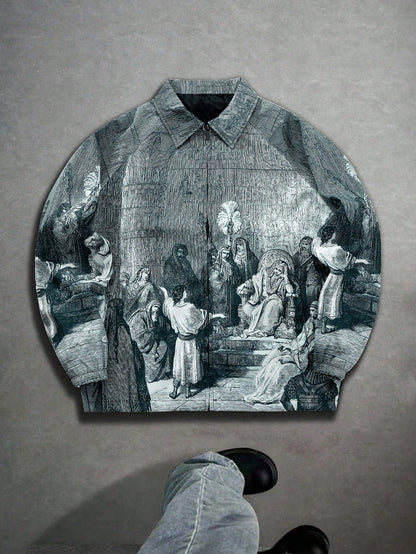 Facuri Herrenjacke mit Vintage-Print